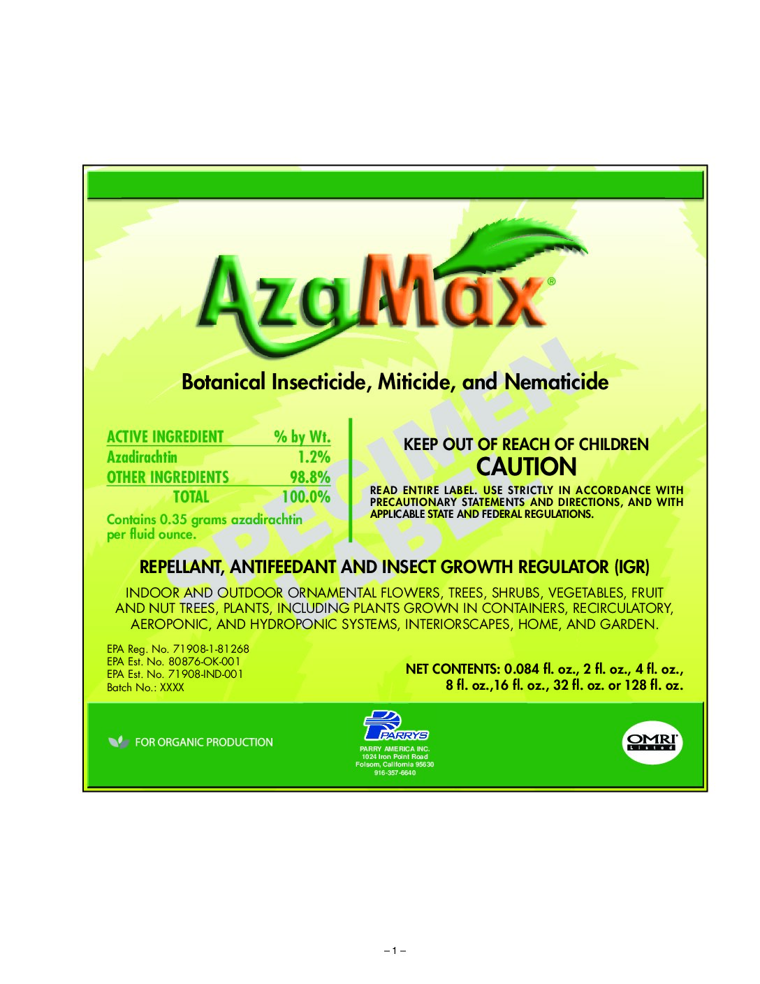 AzaMax™ Product Label
