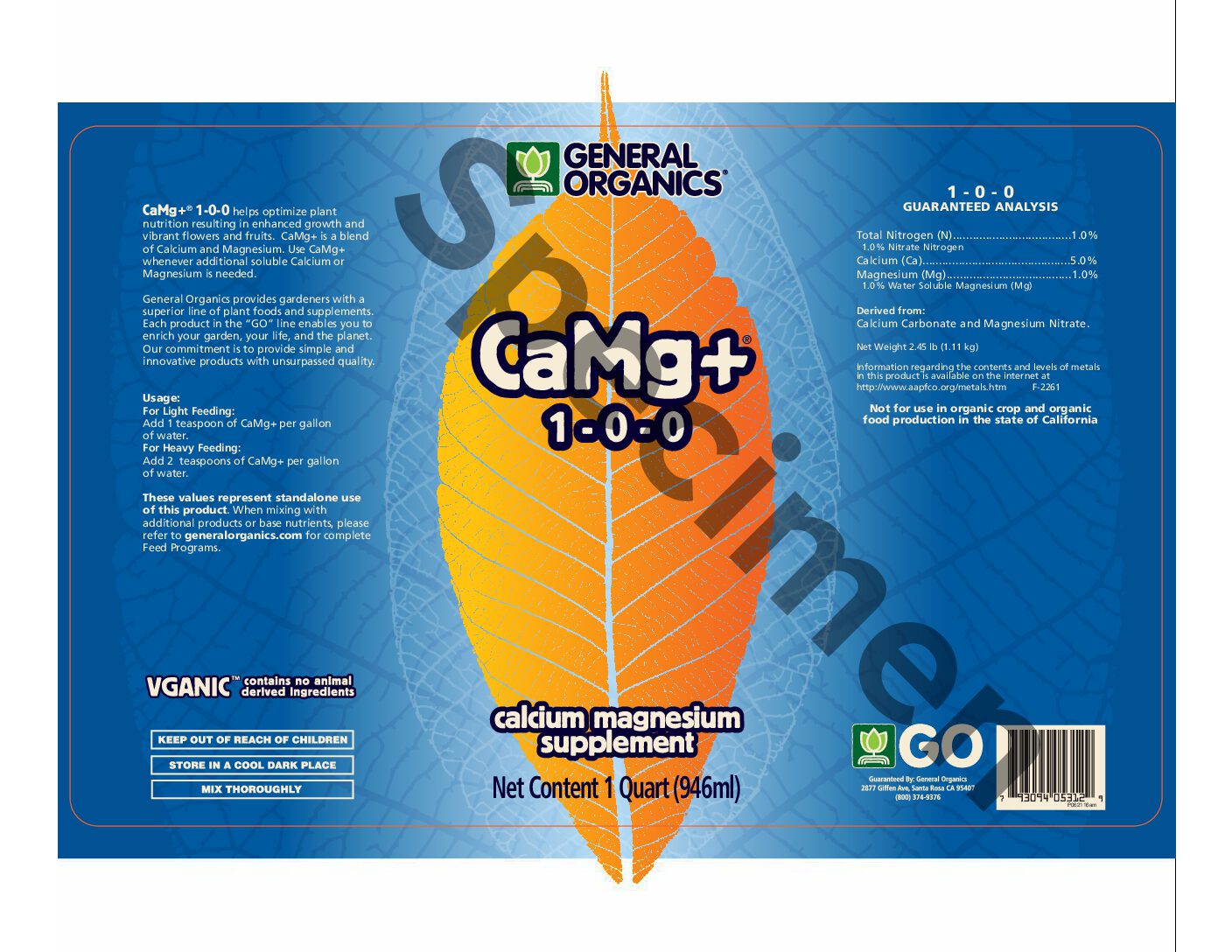CaMg+® Product Label