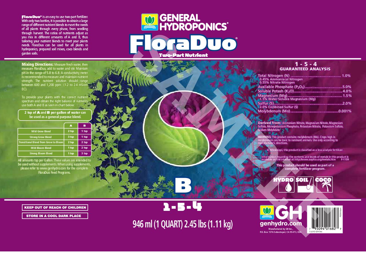 FloraDuo® B Product Label