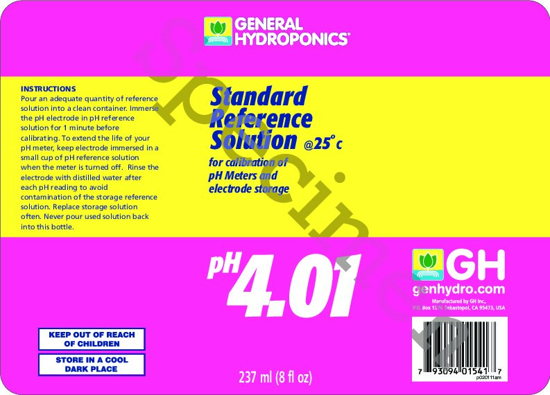pH 4.01 Calibration Solution Product Label