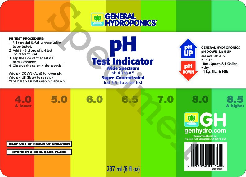 pH Test Kit Product Label