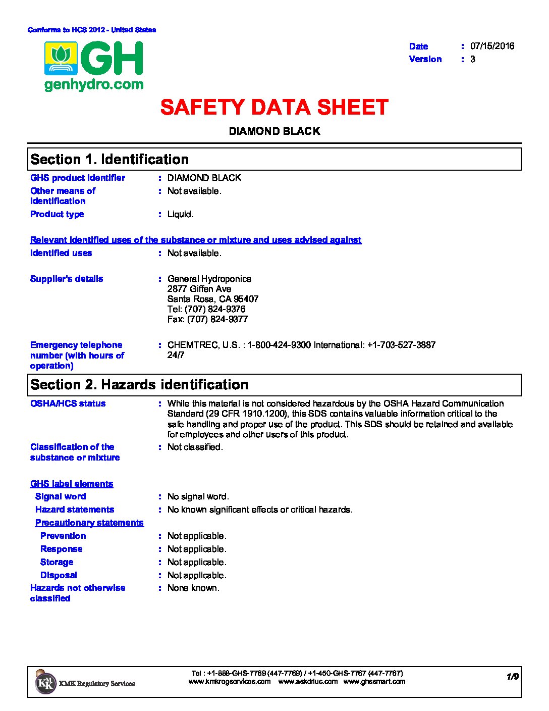 Diamond Black™ Safety Data Sheet