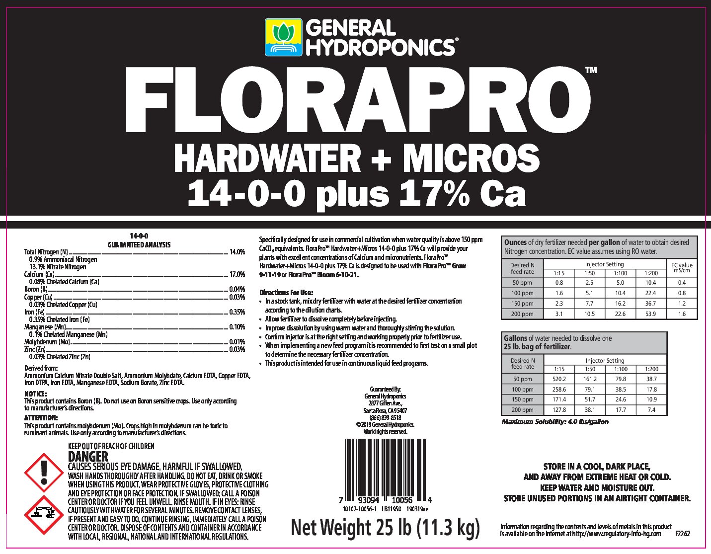 FloraPro™ Hardwater + Micros Product Label