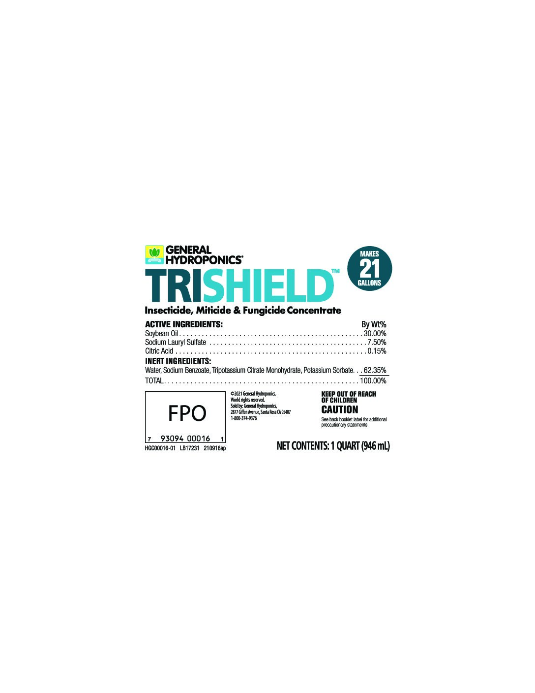 TriShield™ Product Label